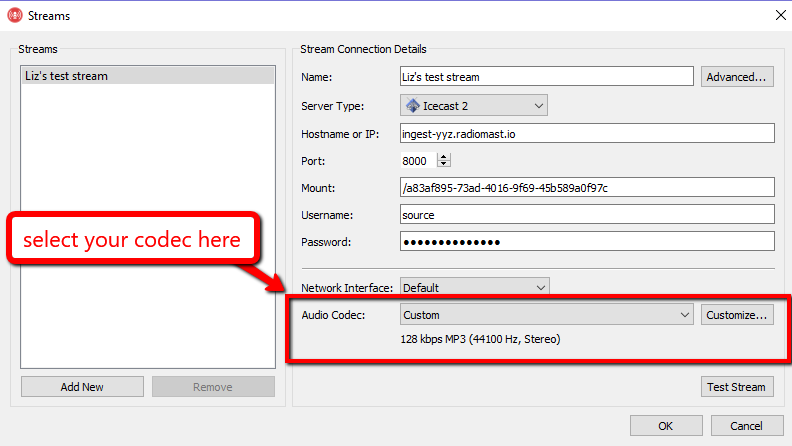 Don't forget to also change the codec setting in the encoder you're running on your PC.