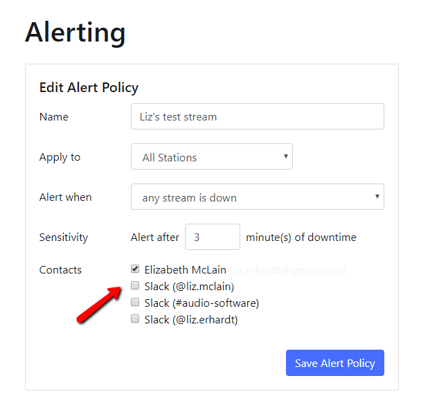 Ensure you add the new Slack Alert Contact to an existing Alert Policy, otherwise you won't receive notifications.