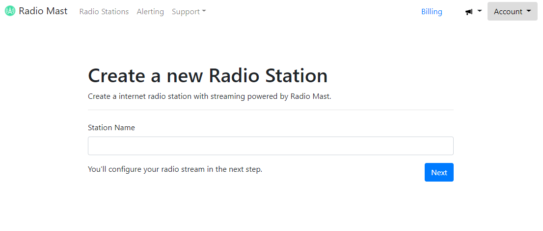 Choosing a name for a radio station in Radio Mast.
