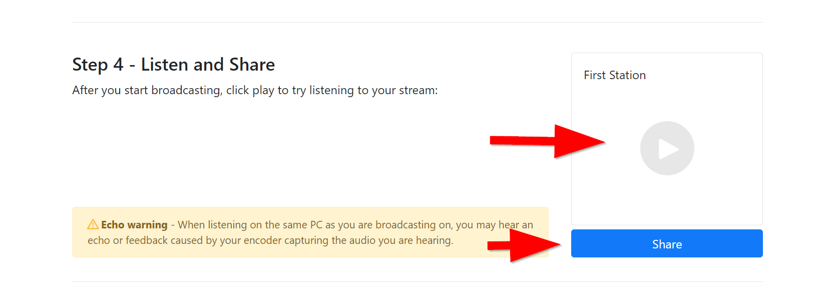 The Overview tab of a stream in Radio Mast.