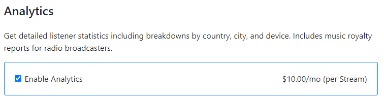Enabling Analytics for your stream in Radio Mast