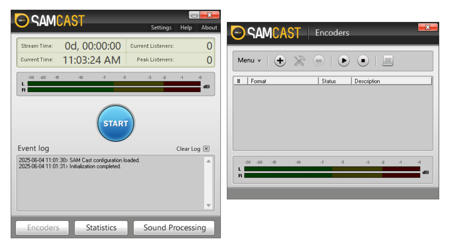 SAM Cast main window