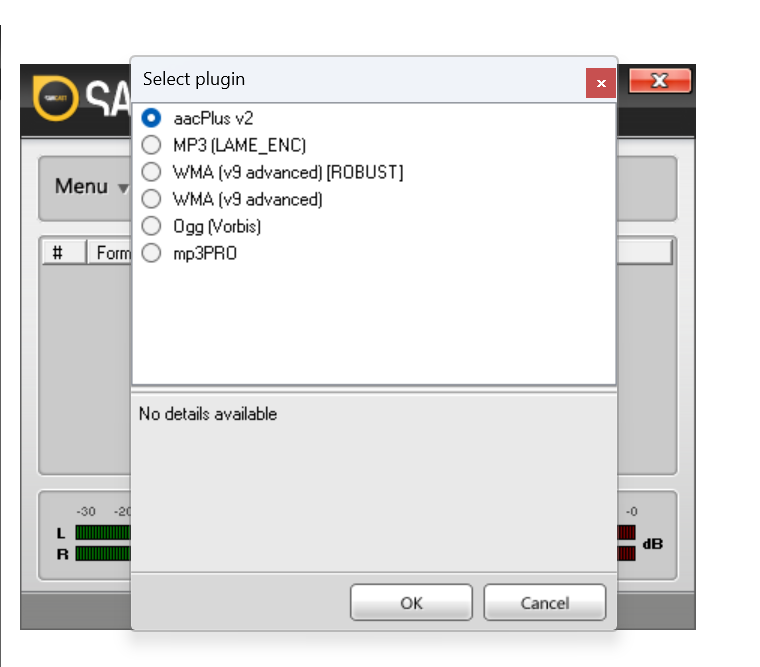 SAM Cast Select Plugin window screenshot